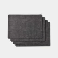 Shaynna Blaze Shayanna Blaze Mornington Faux Leather Placemats Set Of 4 Black