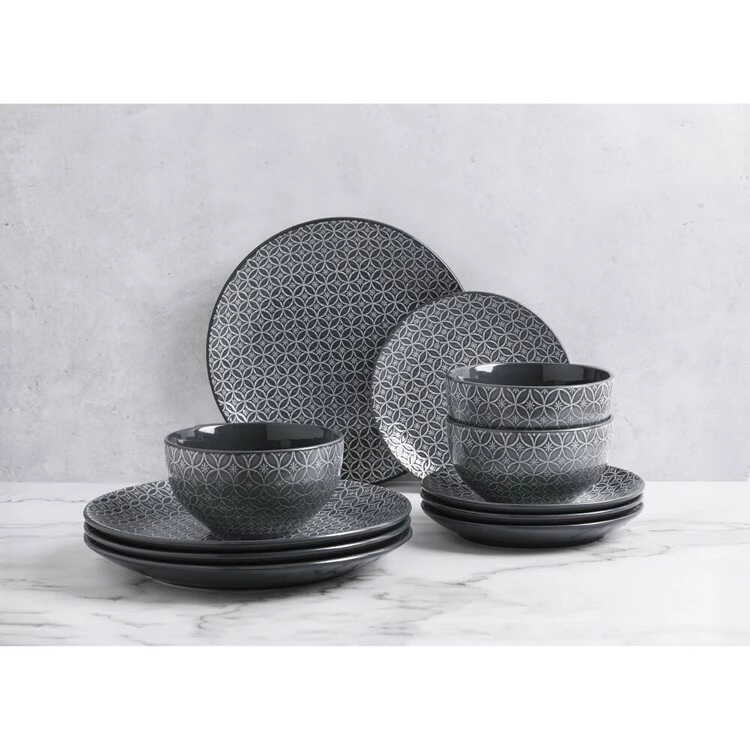 Soren Kyoto 12 Piece Dinner Set Grey 4 Soren Kyoto 12 Piece Dinner Set Grey - Image 2