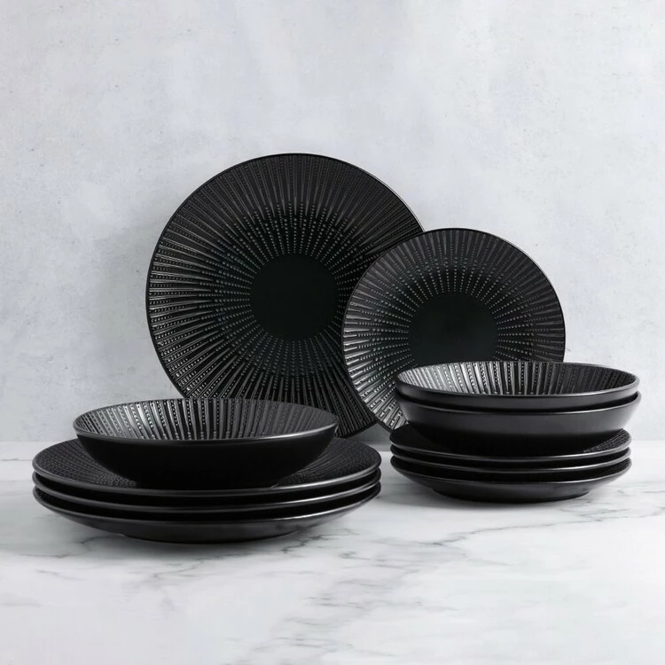 Soren Jasper 12-piece Dinner Set Black 4 Soren Jasper 12-piece Dinner Set Black - Image 2