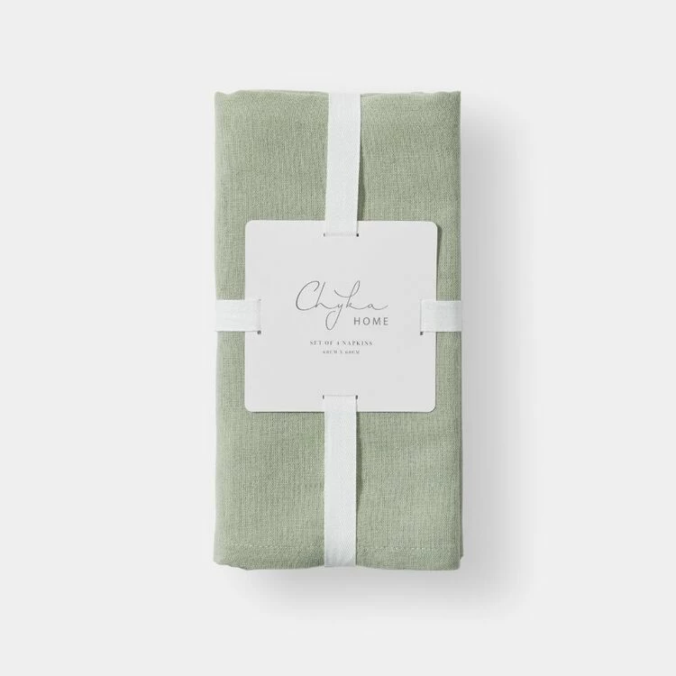 Chyka Home 4 Pack Oversized Napkin 60 X 60 Cm Sage 3 Chyka Home 4 Pack Oversized Napkin 60 X 60 Cm Sage