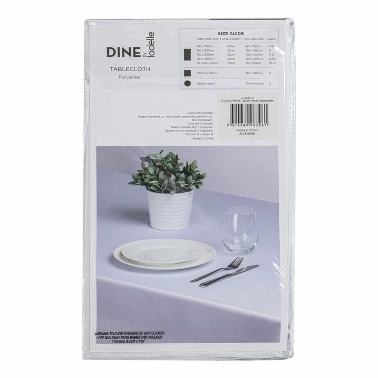 Dine By Ladelle Cucina Round Tablecloth White 180 Cm 3 Dine By Ladelle Cucina Round Tablecloth White 180 Cm