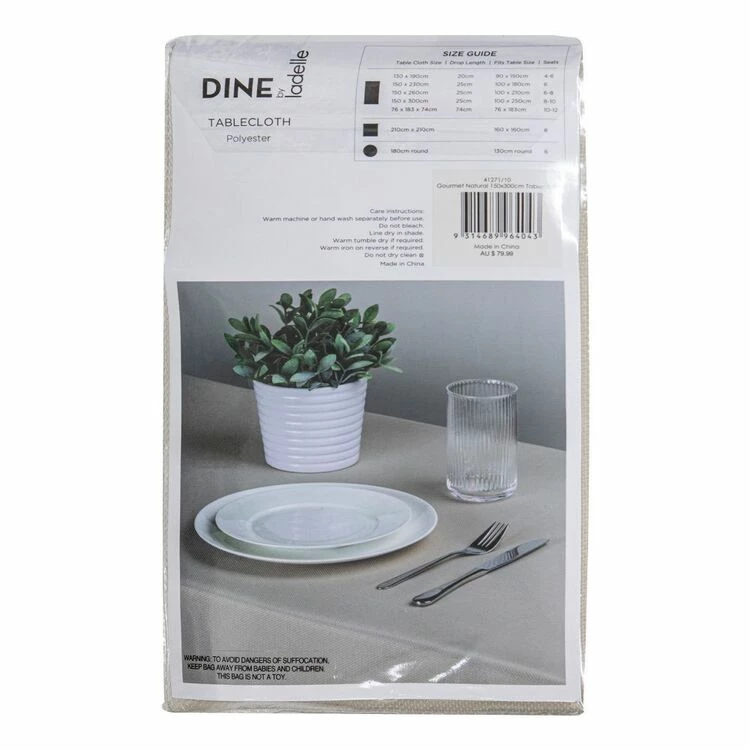 Dine By Ladelle Gourmet Tablecloth Natural 150 X 300 Cm 3 Dine By Ladelle Gourmet Tablecloth Natural 150 X 300 Cm