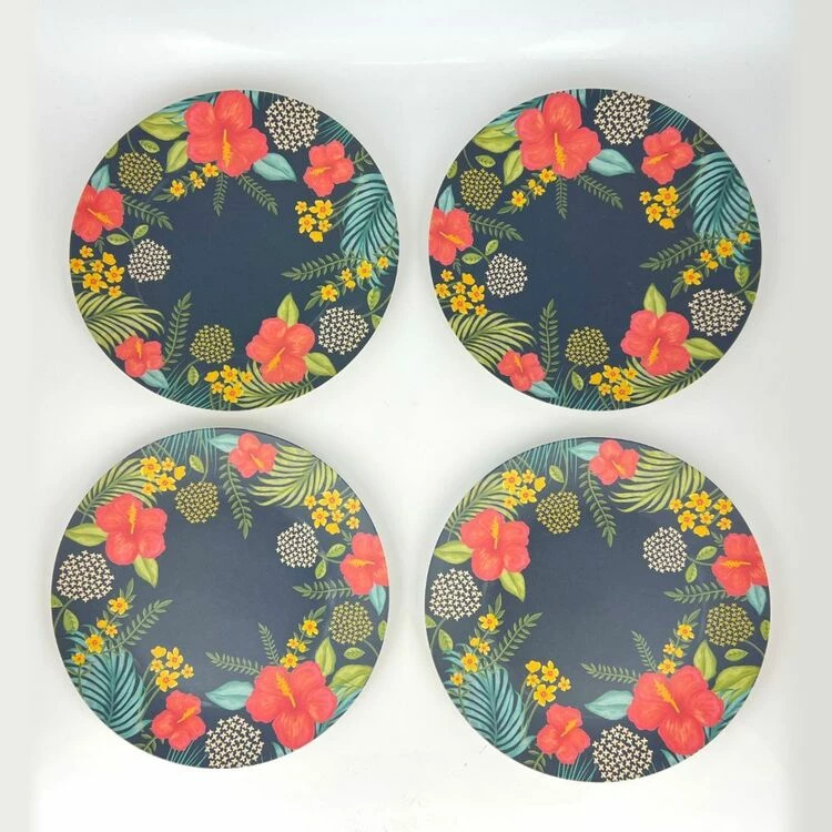 Frankie & Me Tropical Blue Bamboo Plate 4 Pack 4 Frankie & Me Tropical Blue Bamboo Plate 4 Pack - Image 2