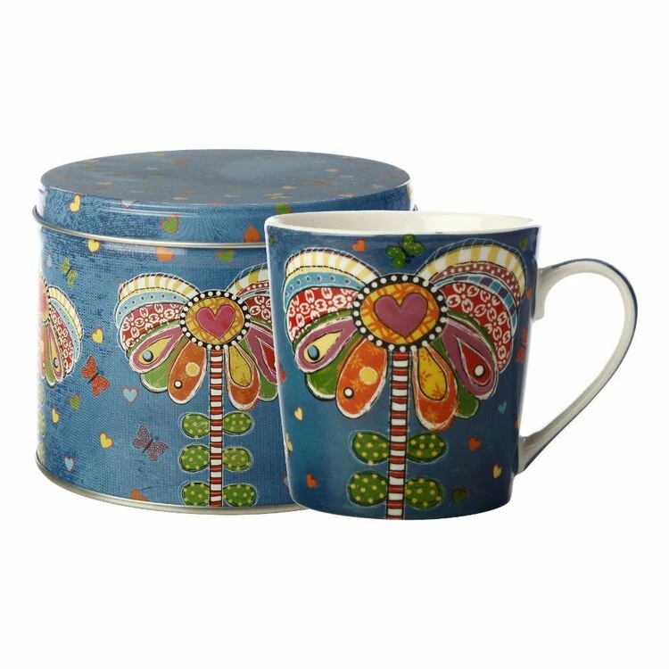 Maxwell & Williams Donna's Garden Mug 350ml Playful Field Of Poppies Tin Gift Boxed 4 Maxwell & Williams Donna's Garden Mug 350ml Playful Field Of Poppies Tin Gift Boxed - Image 2