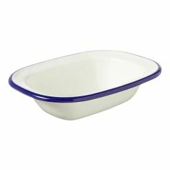 Wiltshire Enamel Oblong Pie Dish 200mL Blue Rim