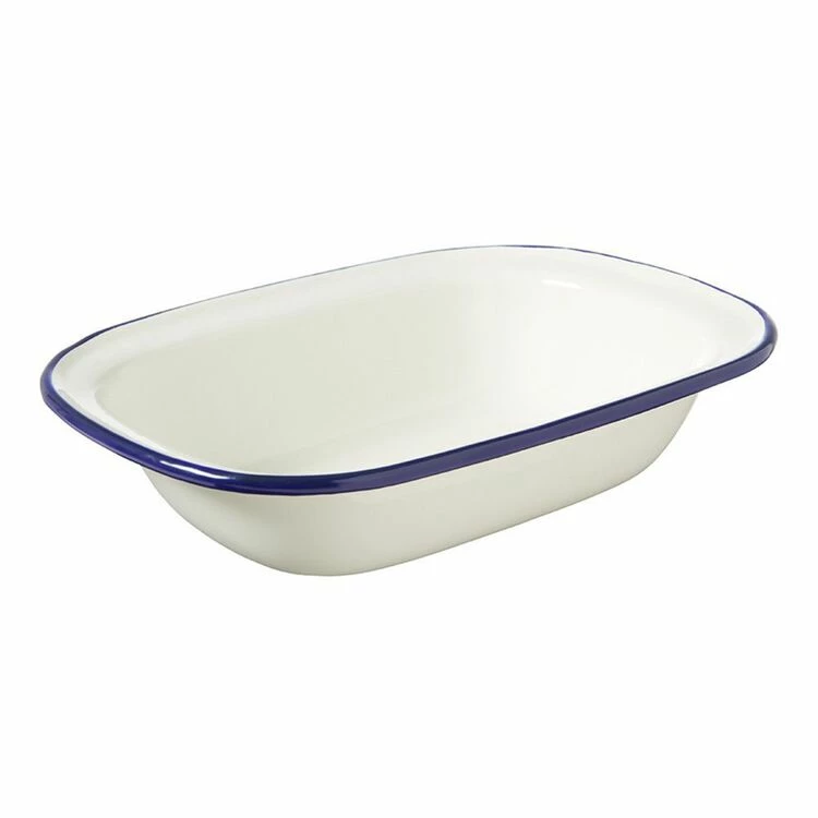 Wiltshire Enamel Oblong Pie Dish 1L Blue Rim 3 Wiltshire Enamel Oblong Pie Dish 1L Blue Rim