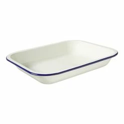 Wiltshire Enamel Oblong Pie Dish 1.5L Blue Rim
