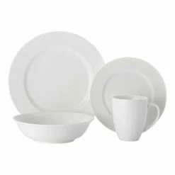 Casa Domani Casual White Evolve Rim 16 Piece Dinner Set