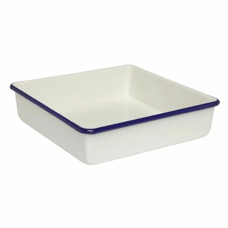 Wiltshire Enamel Brownie Pan 2L / 23cm Blue Rim 3 Wiltshire Enamel Brownie Pan 2L / 23cm Blue Rim