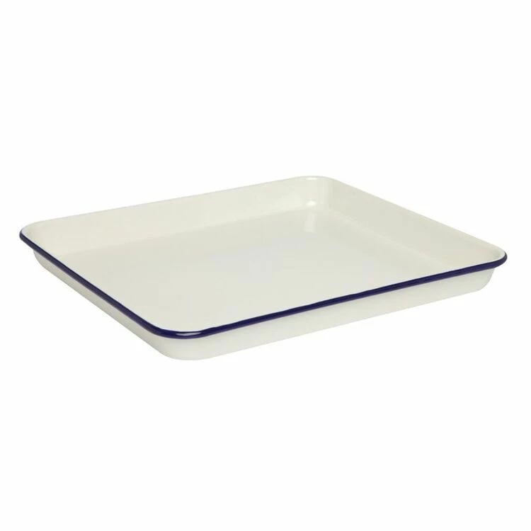 Wiltshire Enamel Bake Tray 1L / 30cm Blue Rim 3 Wiltshire Enamel Bake Tray 1L / 30cm Blue Rim
