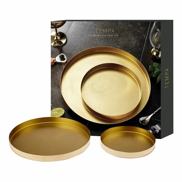 Tempa Aurora Gold Serving Tray 2 Pack 3 Tempa Aurora Gold Serving Tray 2 Pack